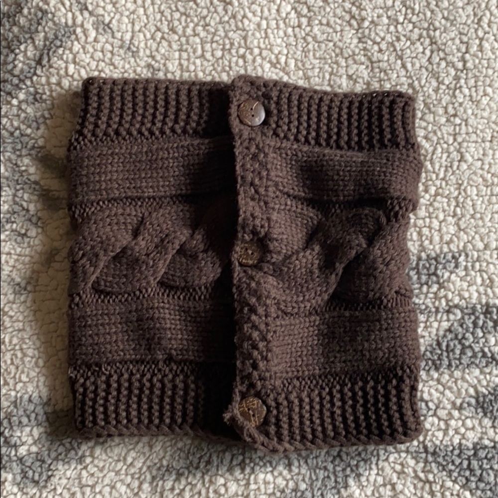 Brown Knit Button Scarf